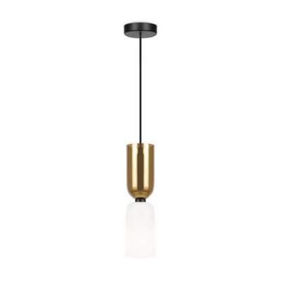 Luminosa Lighting Luminosa Memory Modern Slim Pendant Ceiling Light Black 1Xe14 White, Gold Shade - image 1