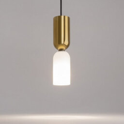 Luminosa Lighting Luminosa Memory Modern Slim Pendant Ceiling Light Black 1Xe14 White, Gold Shade - thumbnail 4