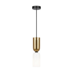 Luminosa Lighting Luminosa Memory Modern Slim Pendant Ceiling Light Black 1Xe14 White, Gold Shade - thumbnail 1