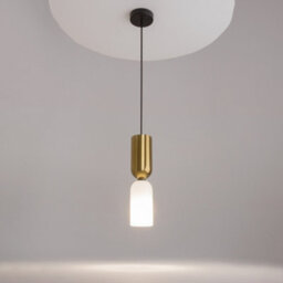Luminosa Lighting Luminosa Memory Modern Slim Pendant Ceiling Light Black 1Xe14 White, Gold Shade - thumbnail 2