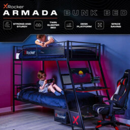 X Rocker Armada Gaming Bunk Bed With Gaming Desk And Mattresses - Black - thumbnail 2