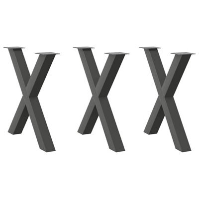 Berkfield Dining Table Legs X-Shaped 3 Pcs Anthracite 80X(72-73) Cm Steel - image 1