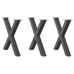 Berkfield Dining Table Legs X-Shaped 3 Pcs Anthracite 80X(72-73) Cm Steel - thumbnail 1