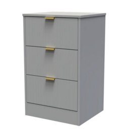 Imola Ready Assembled Matt Grey No Effect 3 Drawer Wide Bedside Chest (H)726mm (W)450mm (D)395mm - thumbnail 1