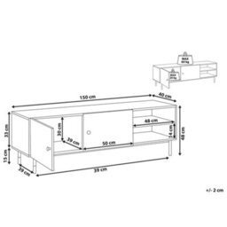 Beliani Aurora 65-Inch Tv Stand, Black Frame With Light Wood Shelves And Metal Legs - thumbnail 4