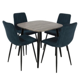 Core Products Aspen Grey Oak Effect 80Cm Square Dining Table With 4 Blue Cord Fabric Straight Stitch Design Chairs - thumbnail 2