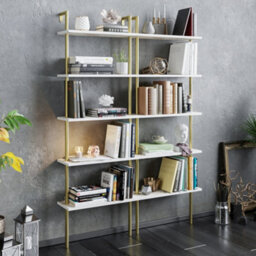 Decorotika Paula Bookcase Shelving Unit Black Marble Effect & Black - thumbnail 3