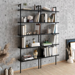 Decorotika Paula Bookcase Shelving Unit Black Marble Effect & Black - thumbnail 4