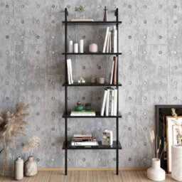 Decorotika Paula Bookcase Shelving Unit Black Marble Effect & Black - thumbnail 2