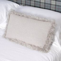 Native Natural Linen Cushion With Sheepskin Trim - thumbnail 3