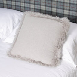 Native Natural Linen Cushion With Sheepskin Trim - thumbnail 2