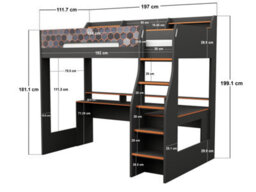 Recoil Ultimate Lumi Single Highsleeper With Desk Charcoal & Orange - thumbnail 5
