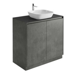 Plum&clay Rigel Concrete Grey Floor Standing Bathroom Vanity Unit With Black Worktop (W)900mm (H)850mm - thumbnail 2