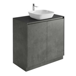 Plum&clay Rigel Concrete Grey Floor Standing Bathroom Vanity Unit With Black Worktop (W)900mm (H)850mm - thumbnail 1