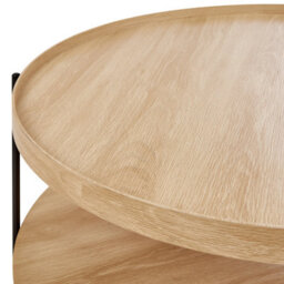 Wyld And Coco Round Coffee Table 78Cm Wood-Knot Top, Black Iron Frame - thumbnail 3