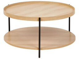 Wyld And Coco Round Coffee Table 78Cm Wood-Knot Top, Black Iron Frame - thumbnail 1