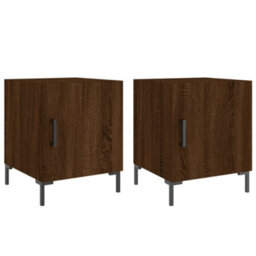 Berkfield Bedside Cabinets 2 Pcs Brown Oak 40X40X50 Cm Engineered Wood - thumbnail 2