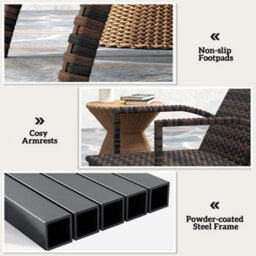 Outsunny Pe Rattan Sun Lounger With 4-Level Adjustable Backrest, Mixed-Brown - thumbnail 7