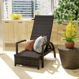 Outsunny Pe Rattan Sun Lounger With 4-Level Adjustable Backrest, Mixed-Brown - thumbnail 9