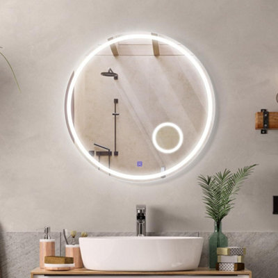 Deenz 60X60Cm Led Round Lighted Bathroom Wall Mirror 3 Color Light Touch Switch With Fog Pad Illuminated L069 - image 1