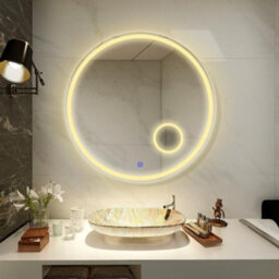 Deenz 60X60Cm Led Round Lighted Bathroom Wall Mirror 3 Color Light Touch Switch With Fog Pad Illuminated L069 - thumbnail 2