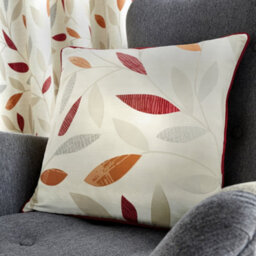 Fusion Beechwood Classic Leaf Trail Print 100% Cotton Red Filled Cushion