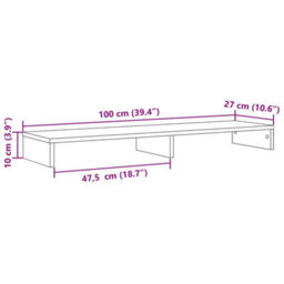 Walplus Monitor Stand Grey Sonoma 100X27X10 Cm Engineered Wood - thumbnail 9