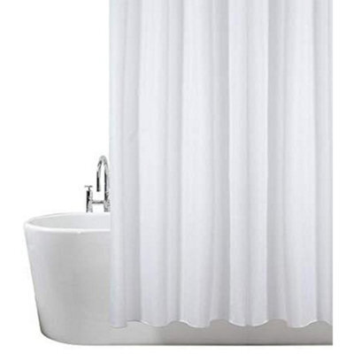 Kav Extra Wide White Shower Curtains 220 Wide And 180Cm Drop Full Bath Coverage High Quality Mould Mildew Polyster Fabric-12 Hooks