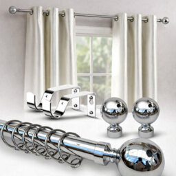 Shopnbits Extendable Curtain Pole Set Chrome 160 To 310Cm 28mm Diameter With Ball Finials - thumbnail 3
