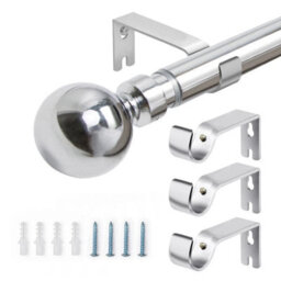 Shopnbits Extendable Curtain Pole Set Chrome 160 To 310Cm 28mm Diameter With Ball Finials - thumbnail 2