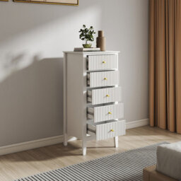 Melody Maison Tallboy 5 Drawer Bedside Table - Hales White Range - thumbnail 4