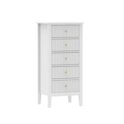 Melody Maison Tallboy 5 Drawer Bedside Table - Hales White Range - thumbnail 6