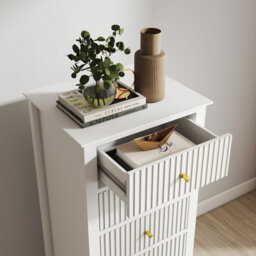 Melody Maison Tallboy 5 Drawer Bedside Table - Hales White Range - thumbnail 3
