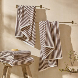 Yard Hebden Striped 100% Cotton Hand Towel, Chocolate, 50 X 100Cm - thumbnail 4