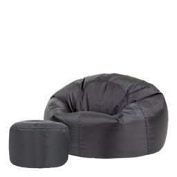 Icon Kingston Adult Classic Indoor Outdoor Bean Bag & Square Footstool Pouffe Charcoal - thumbnail 1