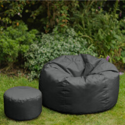 Icon Kingston Adult Classic Indoor Outdoor Bean Bag & Square Footstool Pouffe Charcoal - thumbnail 4