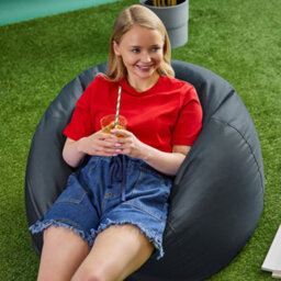 Icon Kingston Adult Classic Indoor Outdoor Bean Bag & Square Footstool Pouffe Charcoal - thumbnail 6