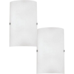 Set Of 2 Modern Satin Nickel Wall Lights With White Glass Shades - thumbnail 1