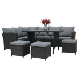 Birchtree Pe Rattan Garden Furniture Set Sofa Chair Foot Stool Table Glass Coffee Table 9 Seater Cushion Outdoor Patio Rfs04 Black - thumbnail 4