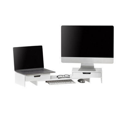Sobuy Bbf04-W, 2 Drawers Computer Screen Monitor Stand Desk Organizer,w106Xd22Xh11 - image 1