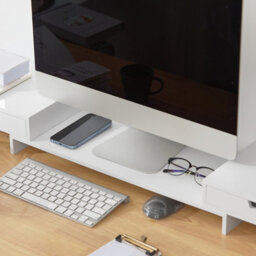 Sobuy Bbf04-W, 2 Drawers Computer Screen Monitor Stand Desk Organizer,w106Xd22Xh11 - thumbnail 9