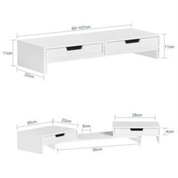 Sobuy Bbf04-W, 2 Drawers Computer Screen Monitor Stand Desk Organizer,w106Xd22Xh11 - thumbnail 3