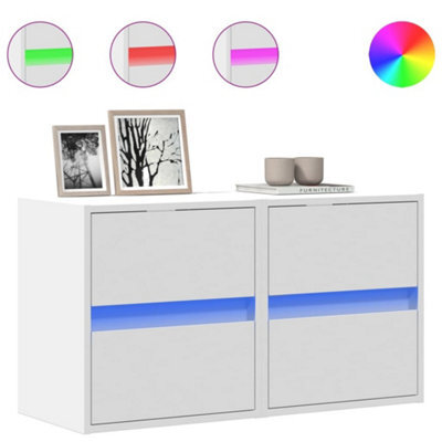 Berkfield Durable Tv Wall Cabinets With Led Lights 2 Pcs White 41X31X45 Cm - image 1