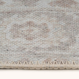 Loomed Neutral Beige Geometric Medallion Anti Slip Washable Runner Rug 80X300Cm - thumbnail 5