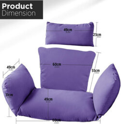 istyle mode Purple Replacement Cushion For Swing Egg Chair, 5 Pieces Water-Resistant Hanging Basket Swing Chair Cushion - thumbnail 2
