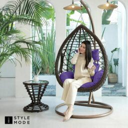 istyle mode Purple Replacement Cushion For Swing Egg Chair, 5 Pieces Water-Resistant Hanging Basket Swing Chair Cushion - thumbnail 7