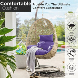 istyle mode Purple Replacement Cushion For Swing Egg Chair, 5 Pieces Water-Resistant Hanging Basket Swing Chair Cushion - thumbnail 6