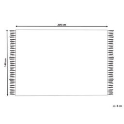 Beliani Handwoven Cotton Rug 140 X 200 Cm Multicolour Scandinavian Low-Pile Rectangular Rug - thumbnail 4