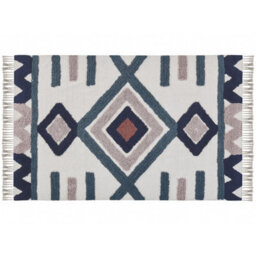 Beliani Handwoven Cotton Rug 140 X 200 Cm Multicolour Scandinavian Low-Pile Rectangular Rug - thumbnail 1