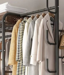 Modcraft Heavy Duty Double Clothes Rail Rack With Wheels & Storage Shelves - thumbnail 3